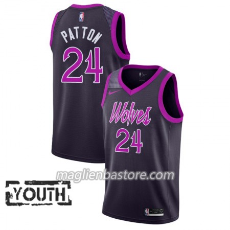 Maglia NBA Minnesota Timberwolves Justin Patton 24 2018-19 Nike City Edition Viola Swingman - Bambino